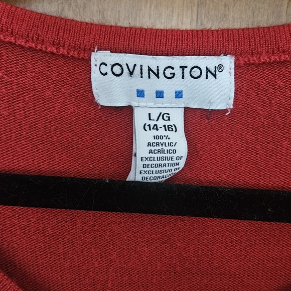 Covington Red Embroidered Button-Front Cardigan - Picture 2 of 3
